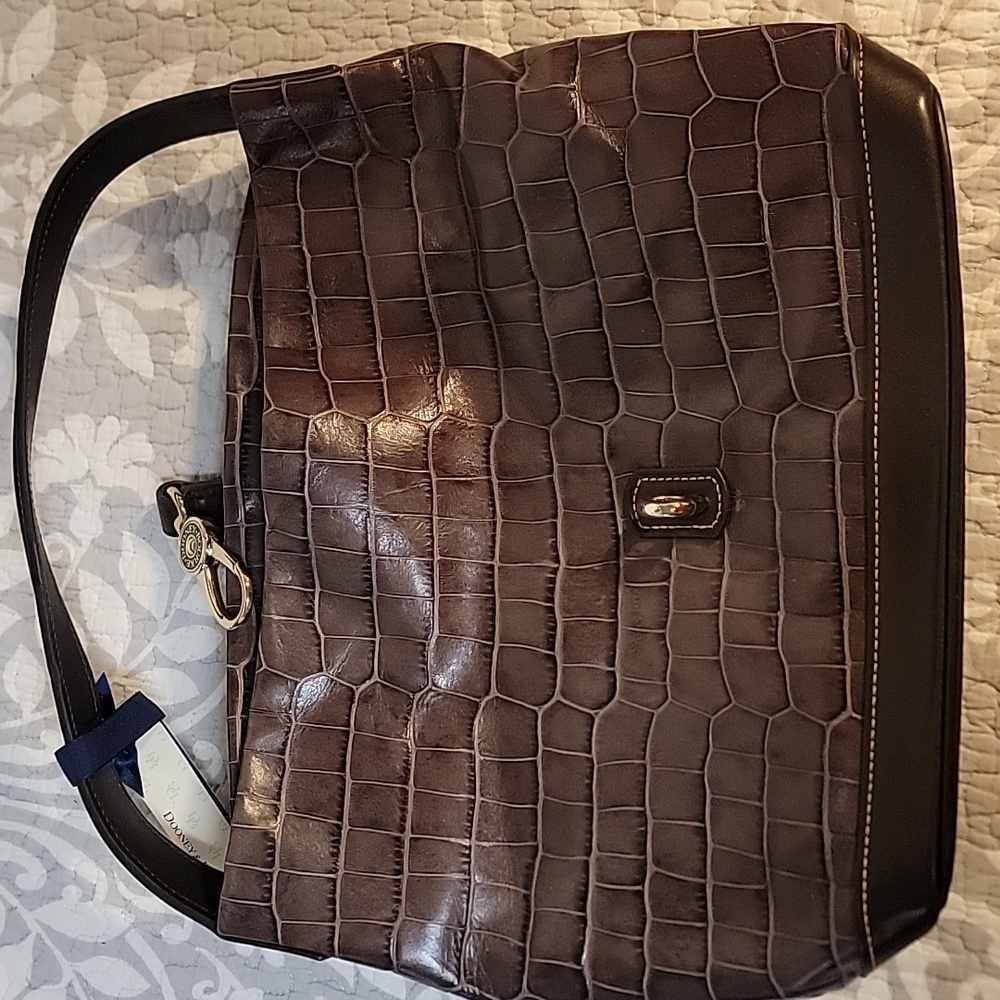 Dooney Bourke Brown Croc Embossed Hobo Shoulder Bag